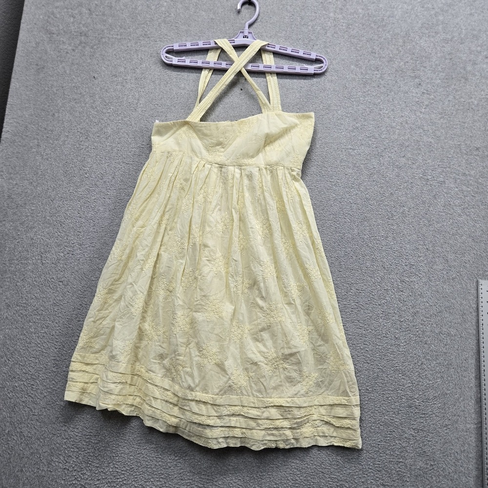 GAP Women Dress 4 Yellow Embroidered Floral Sundress Midi Cottagecore